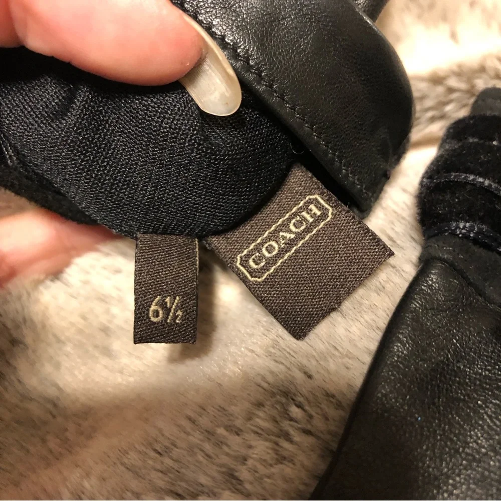 COACH vintage leather and silk black bow gloves size 6.5 - Picture 3 of 5